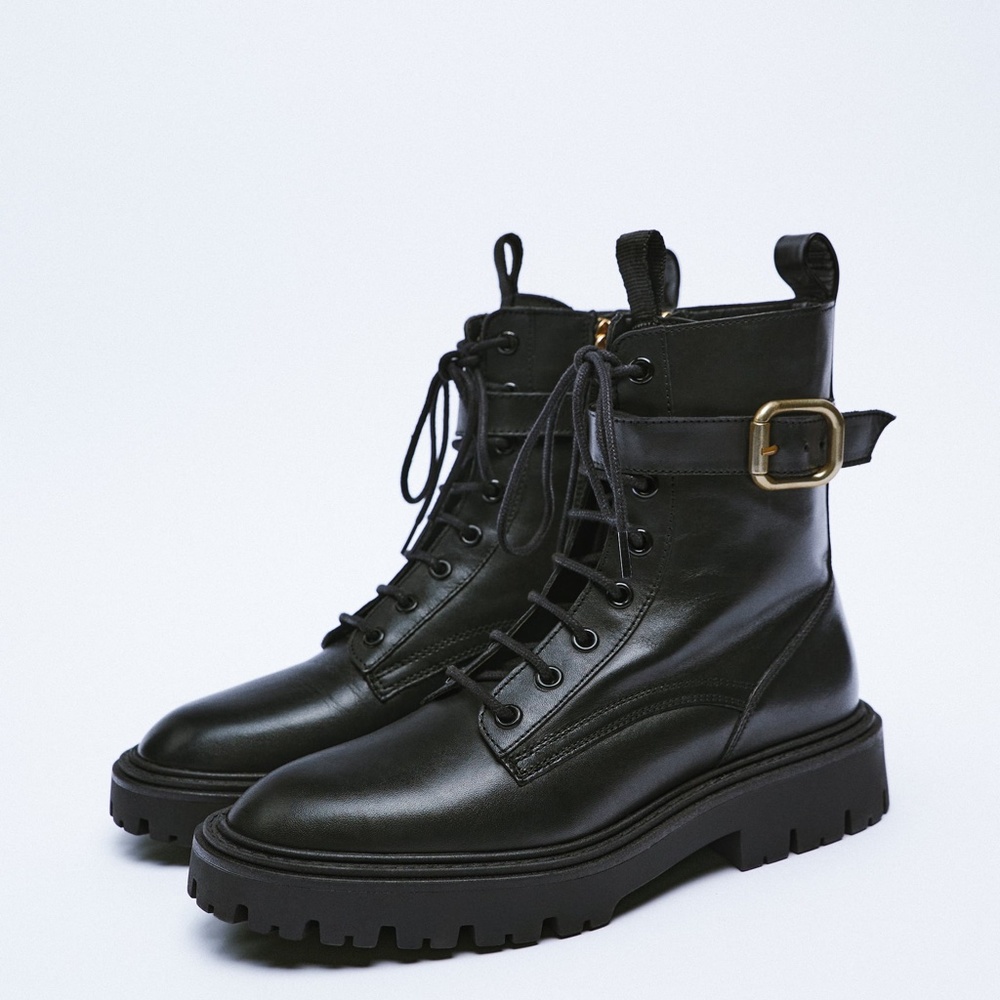 *SOLD* Leather track ankle boots Zara